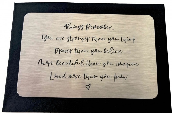 Always Remember You Are Stronger Than You Think Brushed Silver Wallet Card Gift
